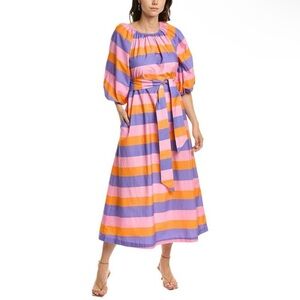 Frances Valentine Bliss Maxi Dress Sherbet Stripe Orange/Pink/Purple size Large